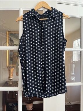 Y2K summer Black Polka Dot Sleeveless Button-Down Top